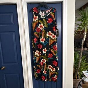Caribou New York Tropical Maxi Dress Size L NWT
